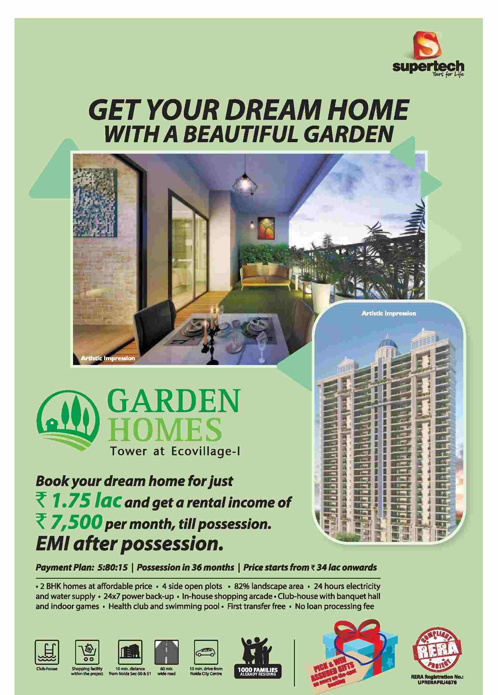 Get your dream home with a beautiful garden at Supertech Garden Homes in Greater Noida Update